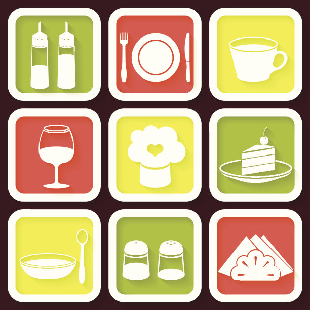 一套9个图标的厨房用具图片下载