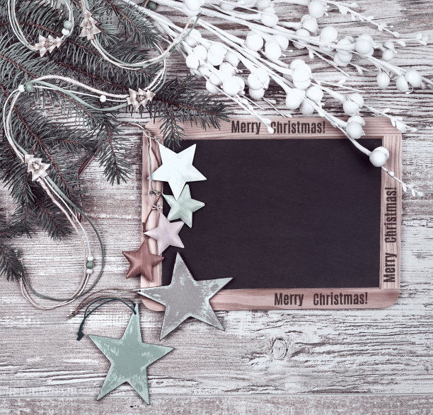 有圣诞装饰的黑色黑板，文字空间图片下载