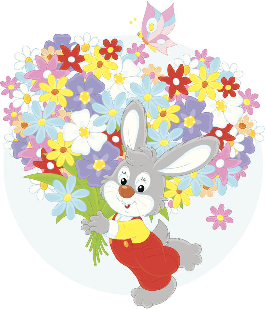兔子用鲜花图片下载