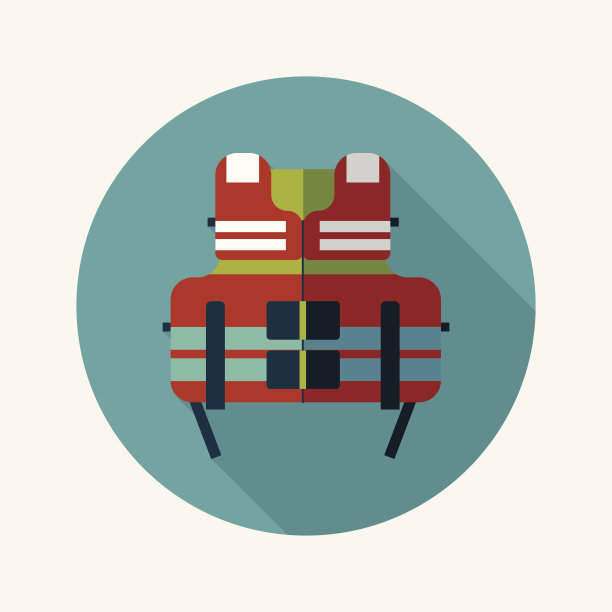 救生衣平面图标与长影子图片下载