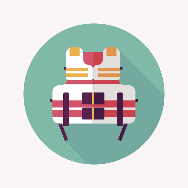 救生衣平面图标与长影子图片下载