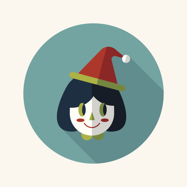 圣诞女孩与长影子扁平图标，eps10图片下载