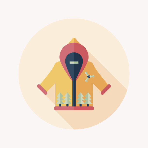 圣诞服装与长影子扁平图标，eps10图片下载