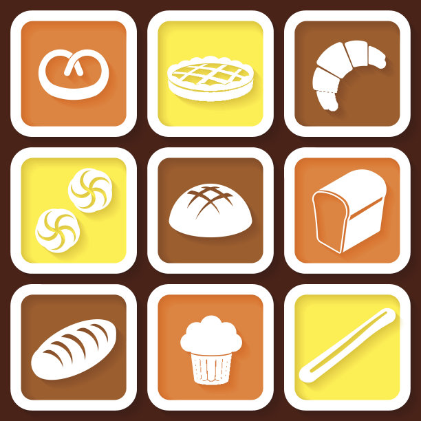 一套9个图标的新鲜面包和糕点图片下载