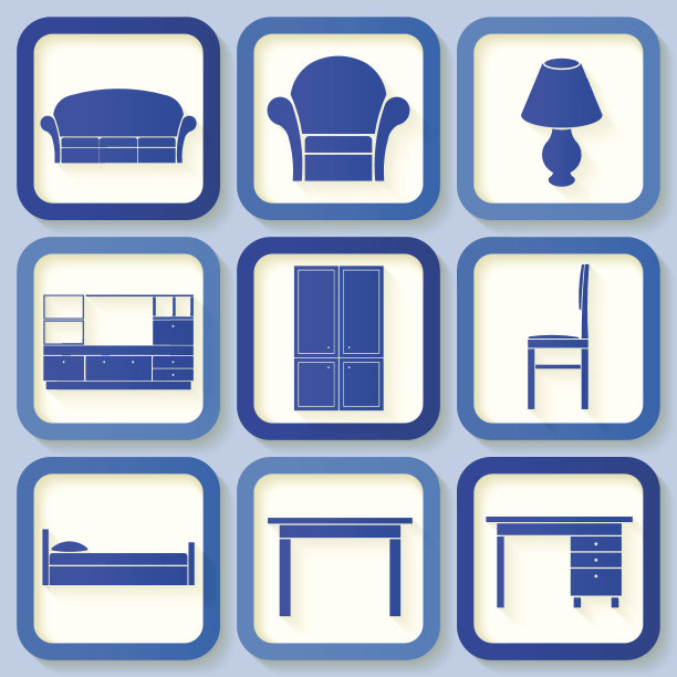 一套9个图标的房子家具图片下载