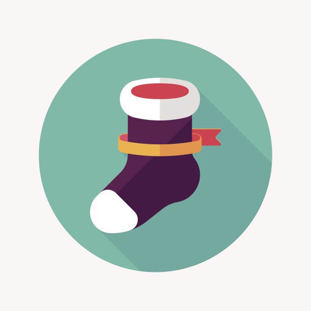 圣诞长袜与长影子扁平图标，eps10图片下载