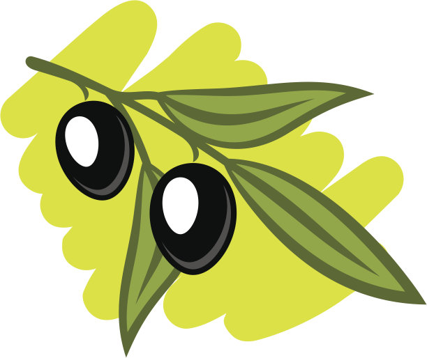 带两个黑橄榄的枝叶图片下载