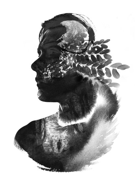 人与自然元素融合的绘画作品素材图片