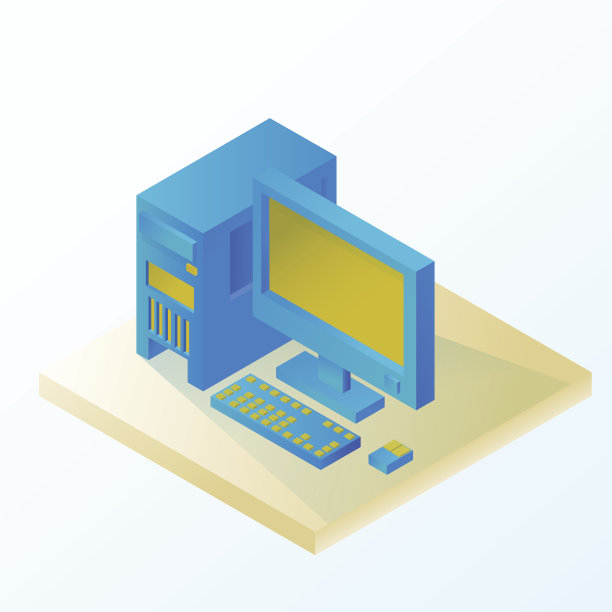 个人桌面。图标。信息技术。等距vecto图片下载