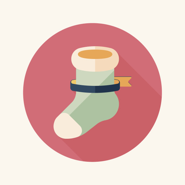 圣诞长袜与长影子扁平图标，eps10图片下载