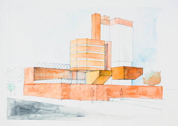 现代建筑的建筑草图素材图片