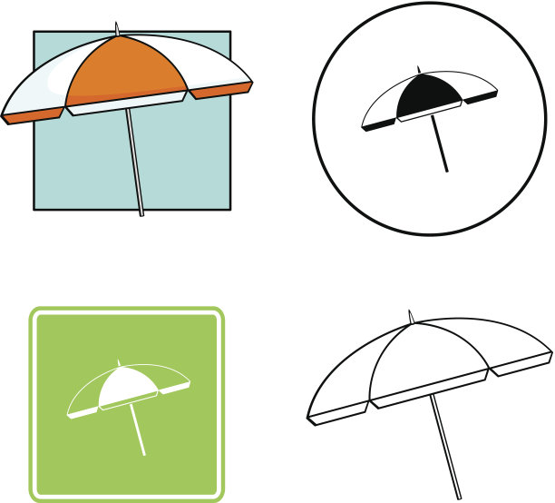 沙滩伞混合矢量集图片下载