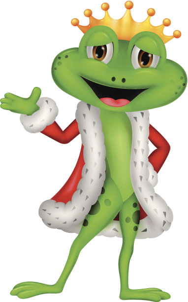 可爱的国王青蛙卡通与呈现图片下载