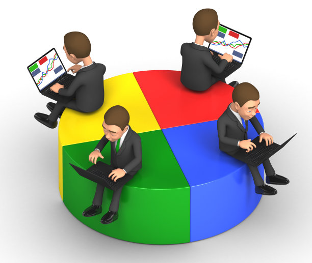 图上有四个带笔记本电脑的商人图片下载