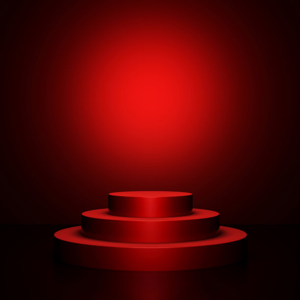 红色背景上的圆形讲台图片下载