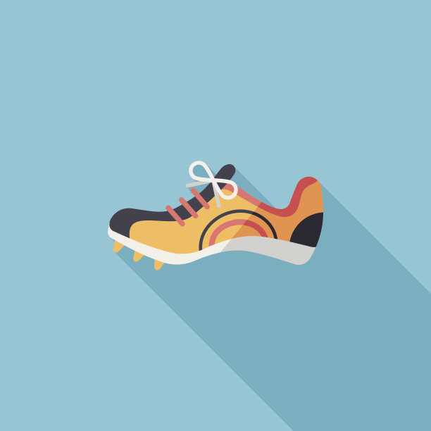 平底运动鞋图标与长影子，eps10图片下载