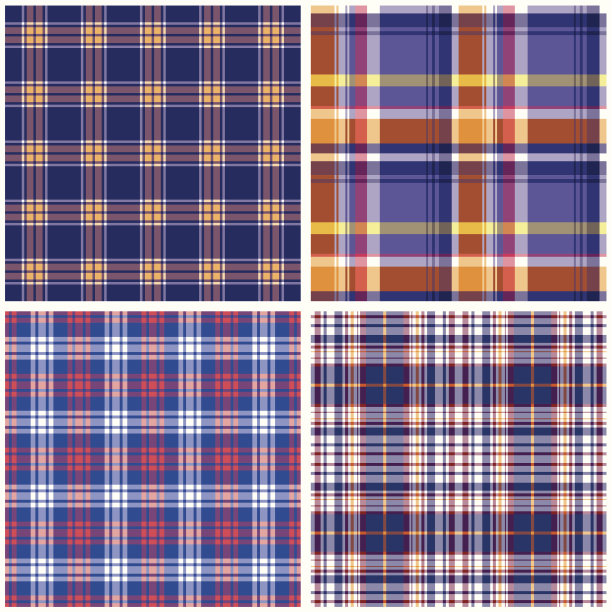 向量格子纺织纹理集。图片下载