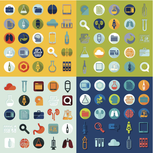 一组医疗平面图标图片下载