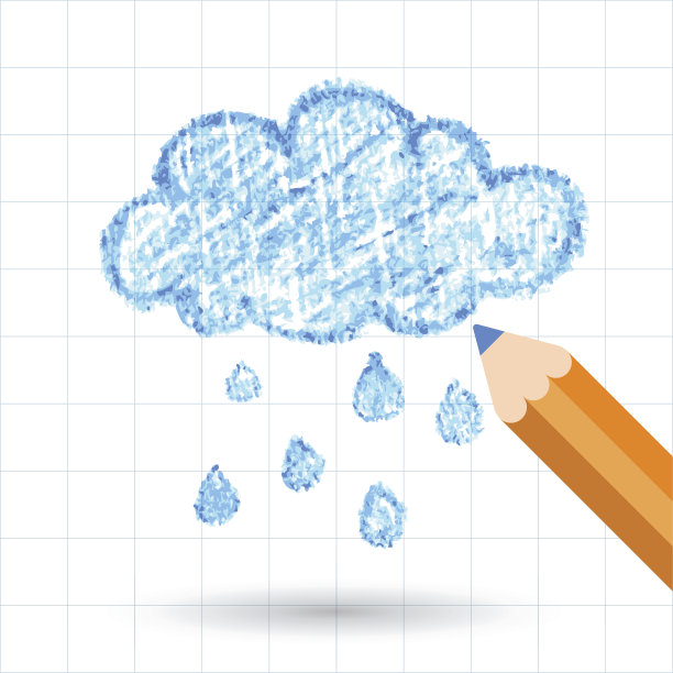 铅笔手绘草图云朵矢量背景模板图片下载