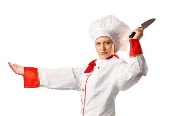 漂亮的厨师用刀切图片下载