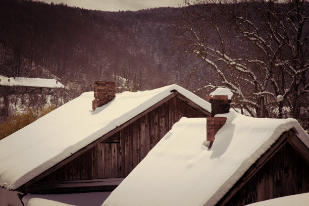 雪下的屋顶图片下载