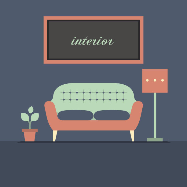 现代设计室内沙发矢量插图图片下载