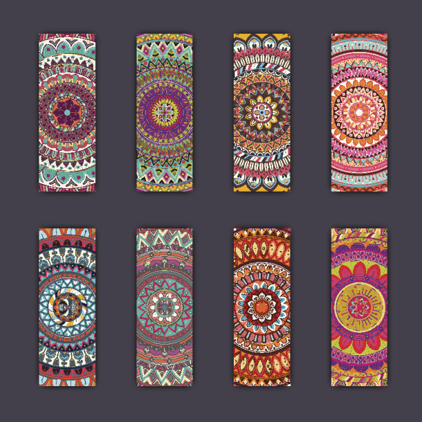 商务名片套装。曼荼罗，民族圈装饰元素。图片下载