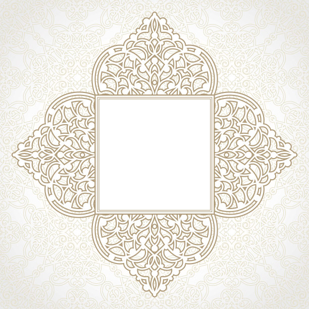 向量花边框架在东方风格。图片下载