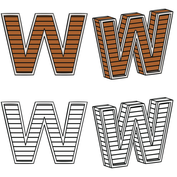 字母W(一块木头)图片下载