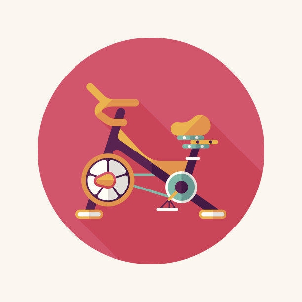 带有长阴影的健身单车扁平图标，EPS10图片下载