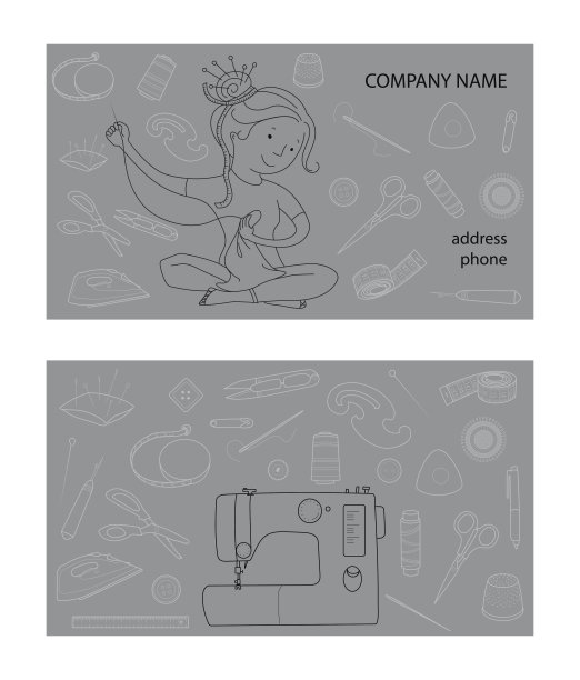 缝纫工作室名片矢量模板图片下载