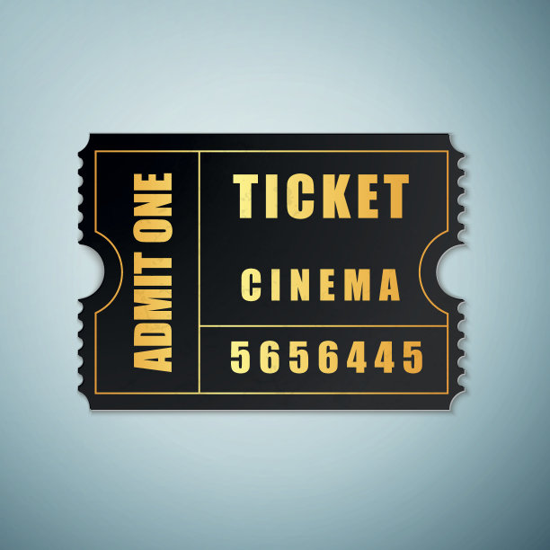 电影票图标孤立在蓝色背景。矢量图图片下载