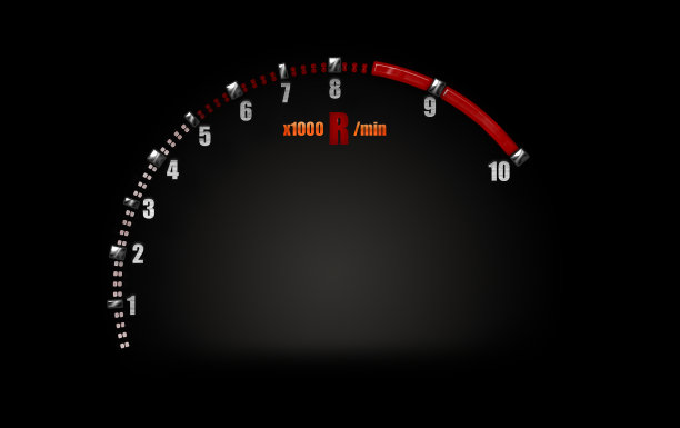 赛车中的转速表符号，以黑色为背景。图片下载
