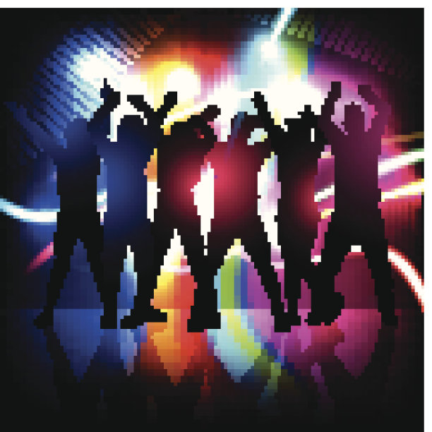 派对上跳舞的人的剪影图片下载