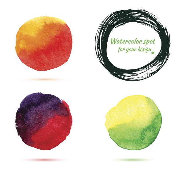 水彩笔触和圆圈飞溅。图片下载