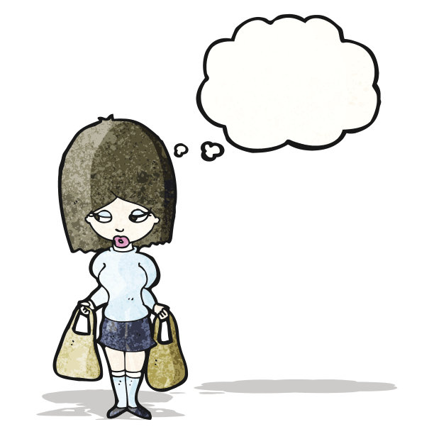卡通女人拿着购物袋图片下载