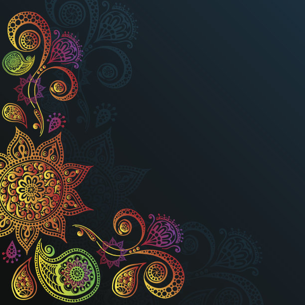 复古背景与曼荼罗印度装饰。图片下载