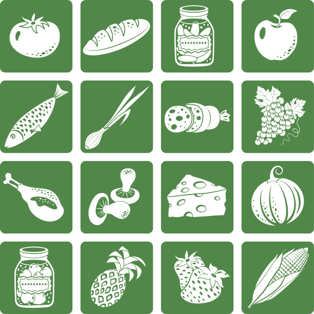 一组食物图标。图片下载