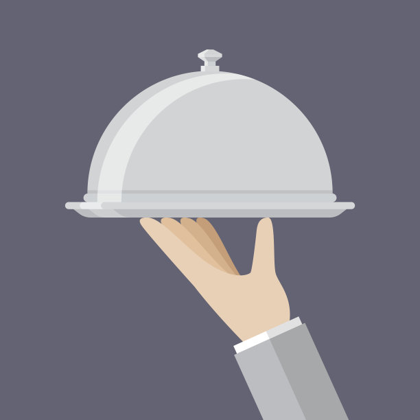 侍者手持银托盘图片下载