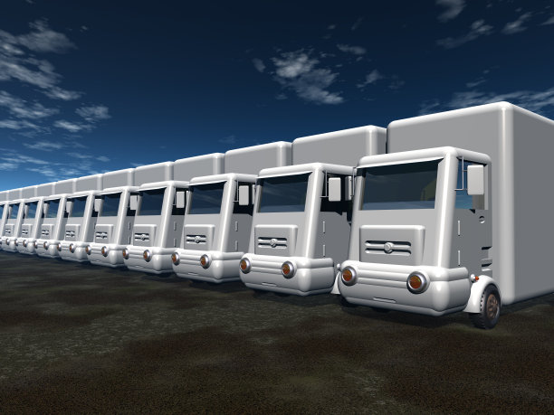 俄罗斯白色卡车排成一线图片下载