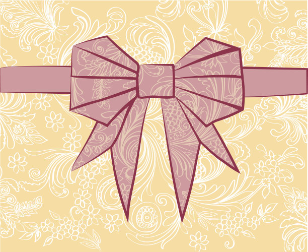 节日的蝴蝶结在一个温和的图案背景图片下载