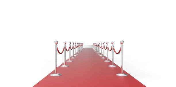 白色领奖台上的红毯VIP方式镀银栅栏图片下载