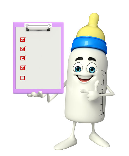 婴儿奶瓶字符与记事本图片下载