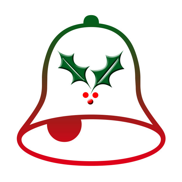 彩色铃铛和冬青圣诞装饰插图上白色。图片下载