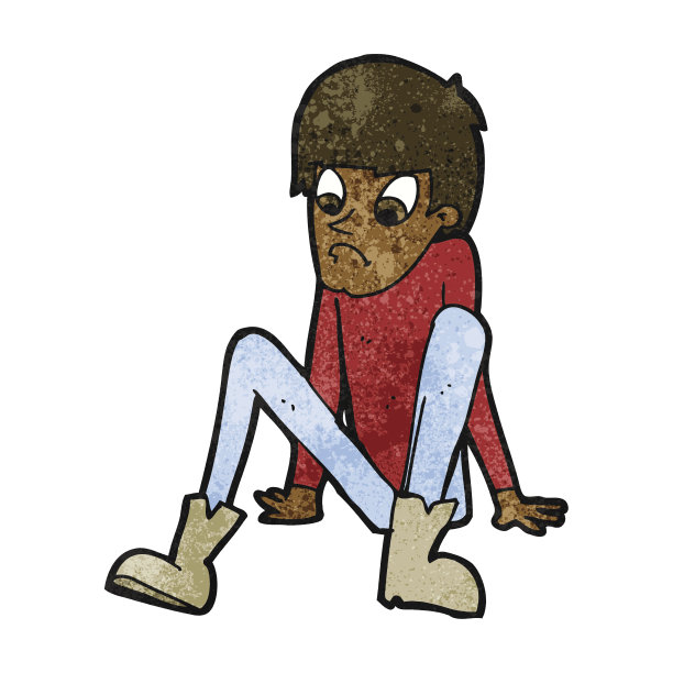 卡通男孩坐在地板上图片下载