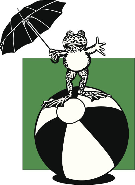 青蛙站在沙滩球上图片下载