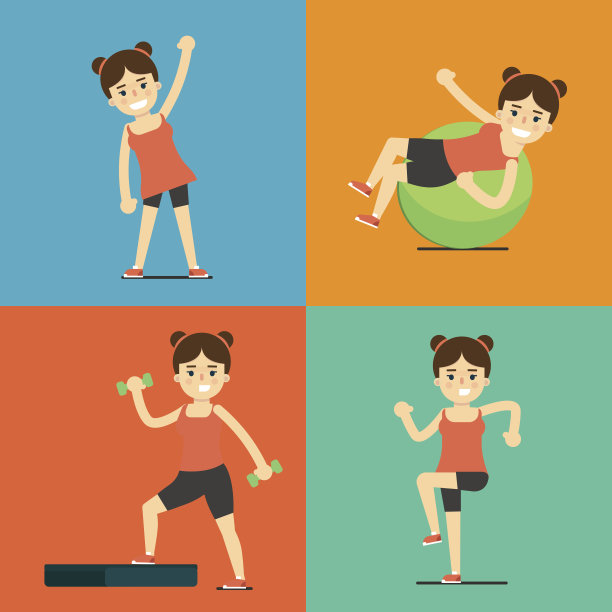 健身女孩做运动，插图套图片下载