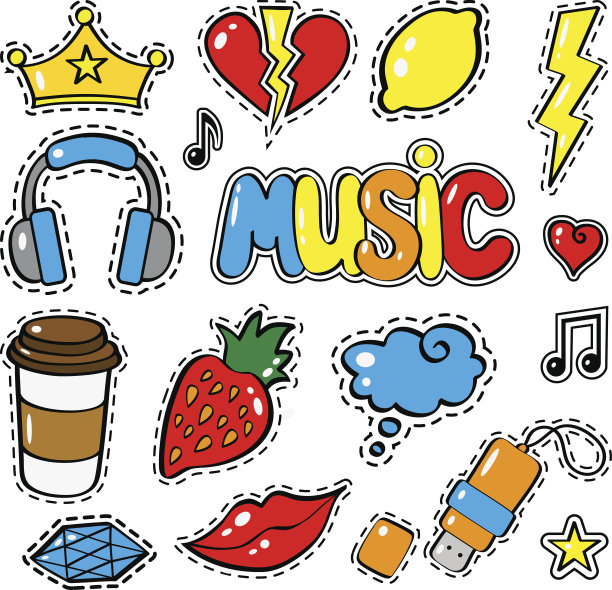 漫画风格的时装补丁徽章图片下载