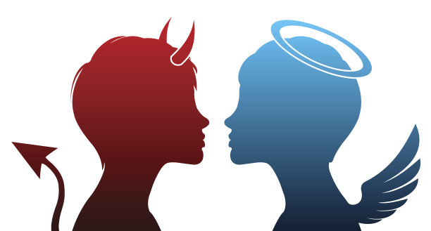 天使与魔鬼的剪影图片下载