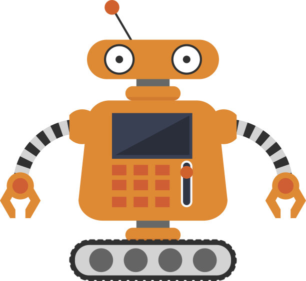 有趣的橙色矢量机器人插图图片下载